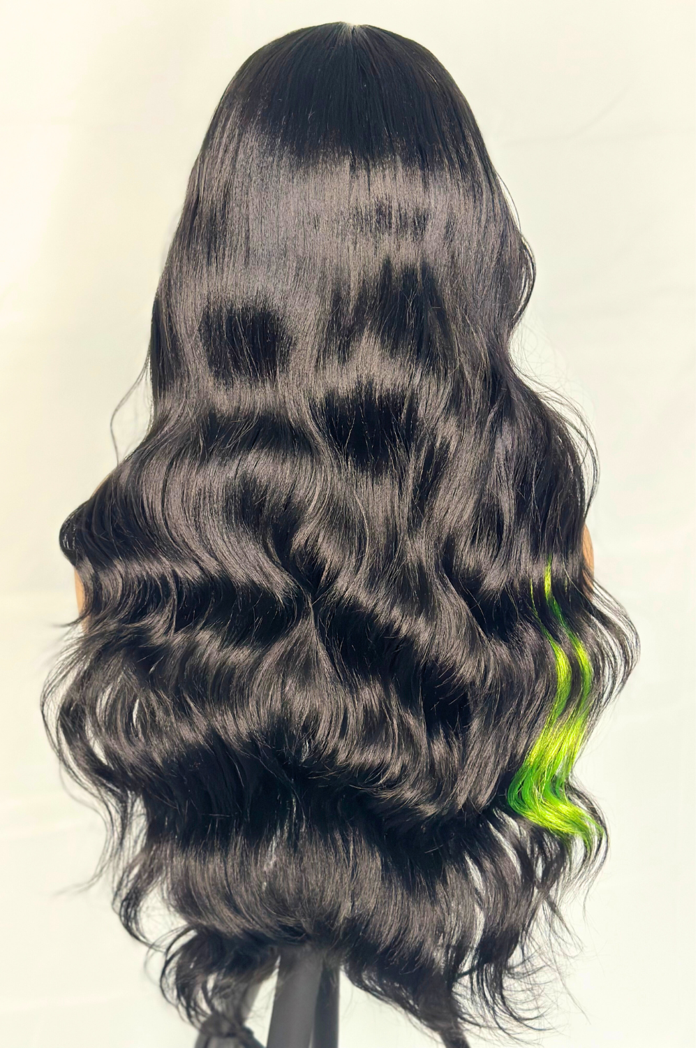 "Mystic Ivy" | HD Synthetic Lace Front Wig | Long Wavy Black/Green Skunk Stripe Wig