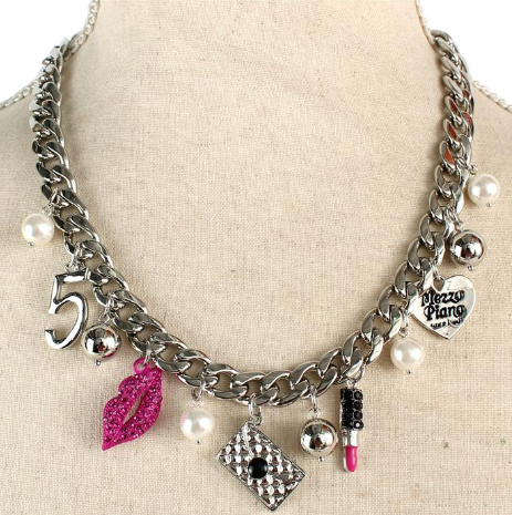 Kiss and Tell Pink Charm Necklace
