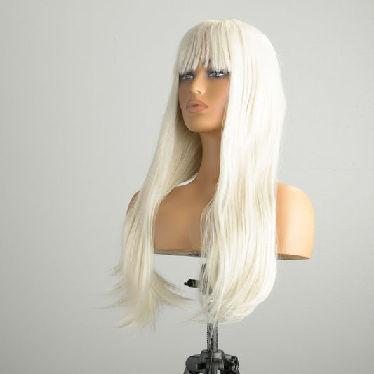 "Astral Pearl" | Synthetic Wig with Bangs | Long Straight White Wig