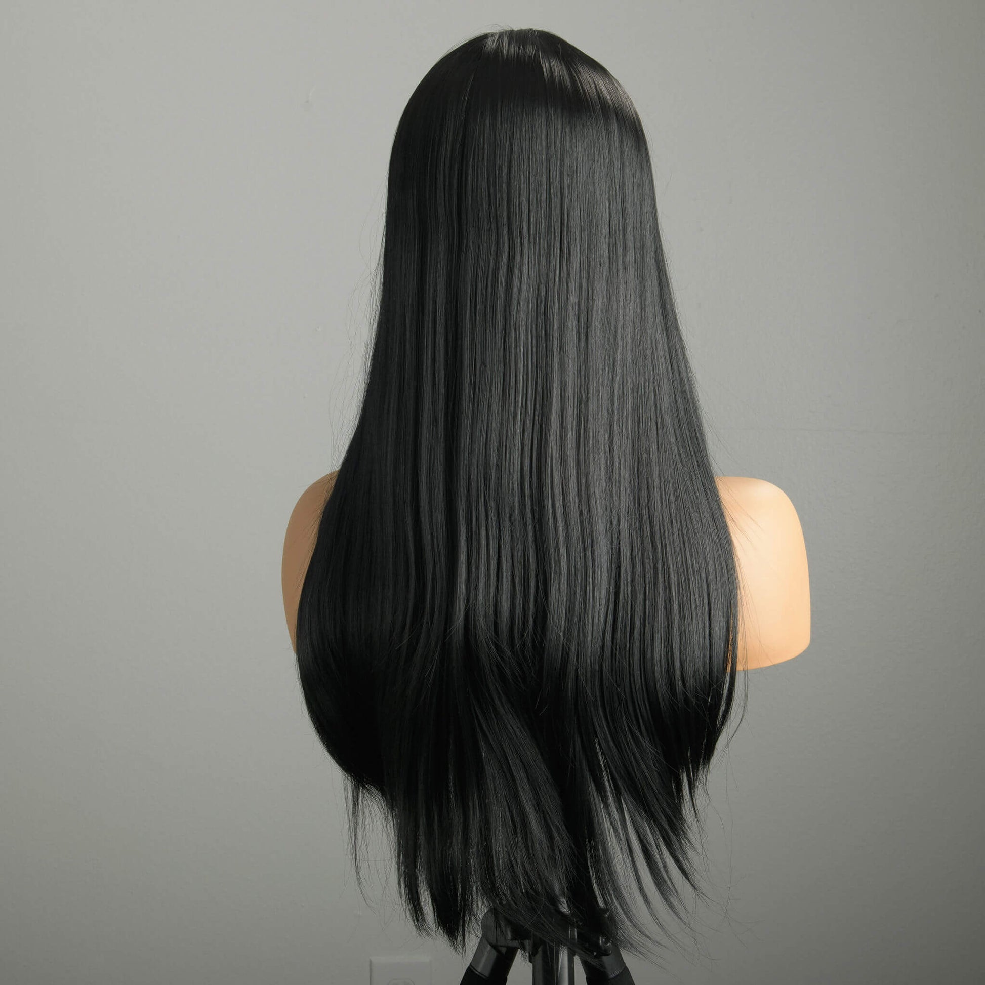 "Dark Star" | Synthetic Wig with Bangs | Long Straight Black Wig